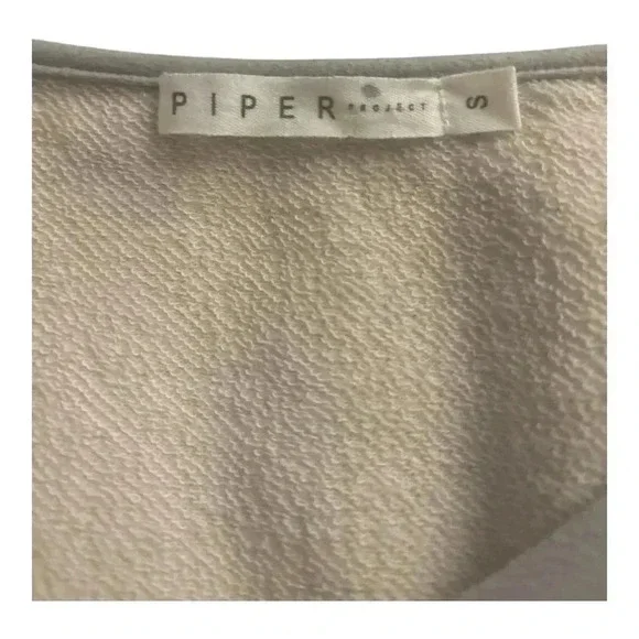 Piper Beige Fringe Western V-Neck Sweatshirt Size Small Festival, Cowgirl, Rodeo - Picture 3 of 3